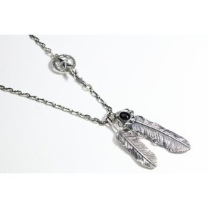 画像3:  Wフェザーネックレス (M1/L2オニキス)   クローフック/スターメディスン 『チェーン50cm』 