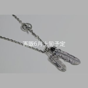 画像3:  Wフェザーネックレス (M1/L2オニキス)   クローフック/スターメディスン 『チェーン50cm』 