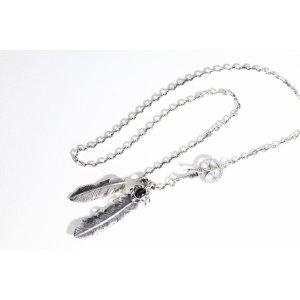 画像7:  Wフェザーネックレス (M1/L2オニキス)   クローフック/スターメディスン 『チェーン50cm』 