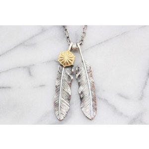 画像3: Wフェザーネックレス (L1_K18YG-SUNコンチョ/L2) 『チェーン50cm』 ■雑誌掲載 