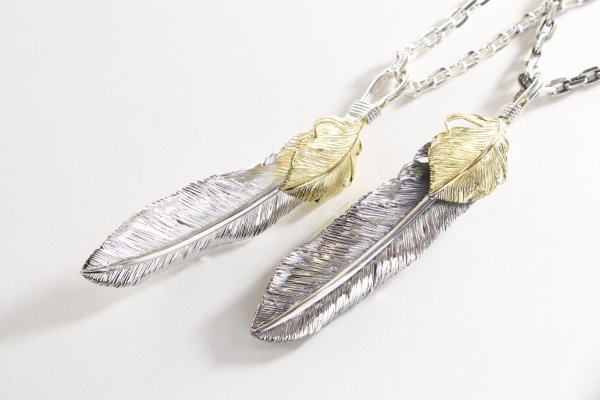 画像2:  千年フェザー (LL2_K18YGハートフェザー) ペンダント『チェーン50cm』  (2)