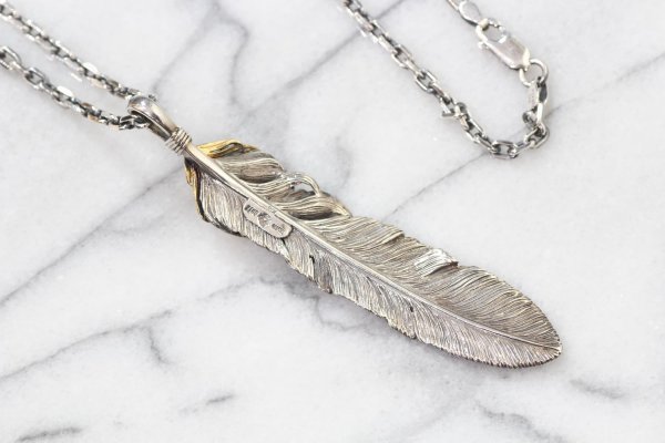画像4: 千年フェザー (XL2_K18YGハートフェザー) ペンダント『チェーン50cm』  (4)