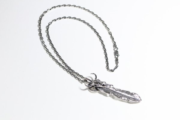 画像4:  千年フェザー (LL1buffスカル×メディスン) ペンダント『チェーン50cm』  (4)