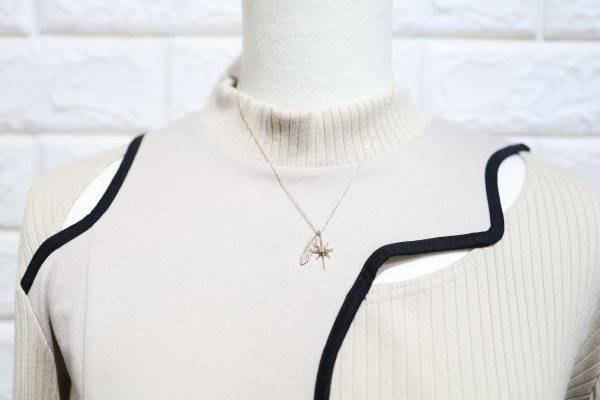 画像3: SUNジュエル × フェザーネックレス |K10YG × ダイヤモンド|  (3)