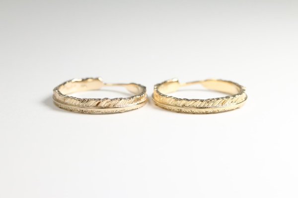 画像2: フェザーリング(3mm) [ペア] ｜K10YG / K18YG｜  (2)