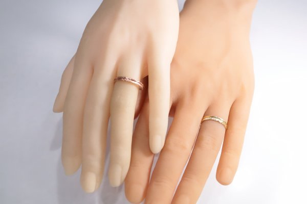 画像2: フェザーリング [ペア]  ■K10PG 3mm  ■K18YG 4mm  (2)