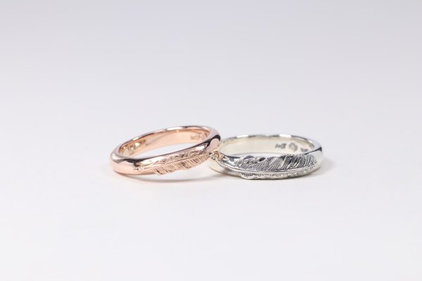 画像2: ラウンドフェザーリング [ペア] ｜K10PG/SV925｜  (2)