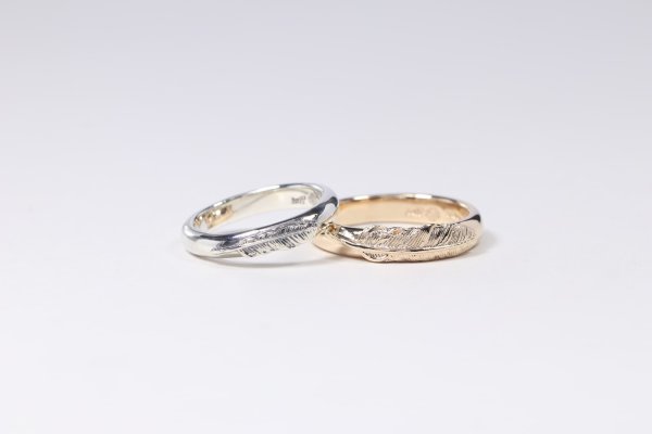 画像2: ラウンドフェザーリング [ペア] ｜SV925/K10YG｜  (2)