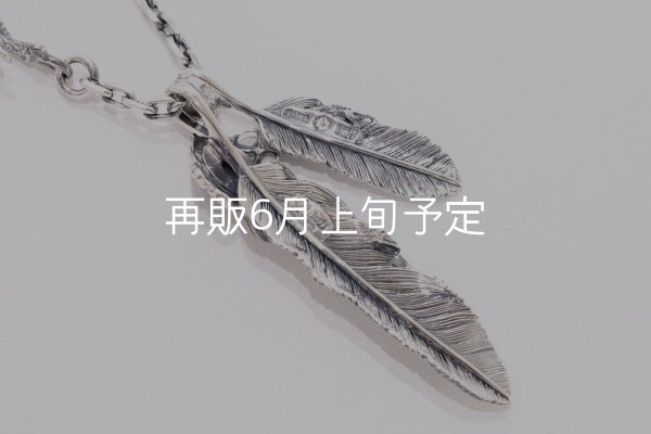 画像3: Wフェザーネックレス (MM2/L2オニキス)  クローフック/アローメディスン 『チェーン50cm』  (3)