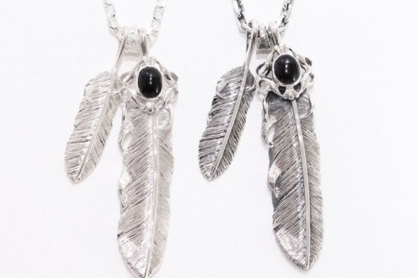 画像6: Wフェザーネックレス (MM2/L2オニキス)  クローフック/アローメディスン 『チェーン50cm』  (6)