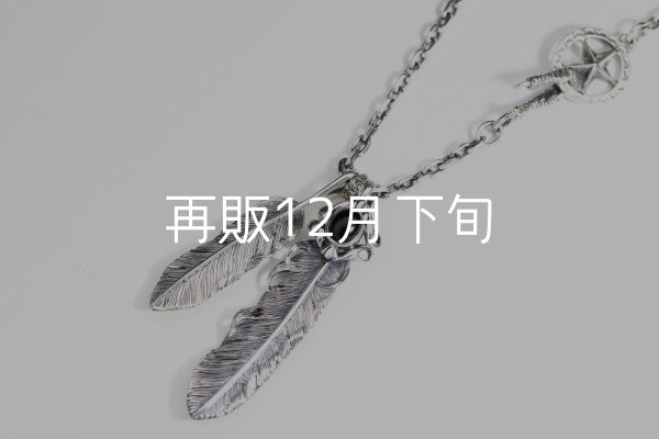 画像1:  Wフェザーネックレス (M1/L2オニキス)   クローフック/スターメディスン 『チェーン50cm』  (1)