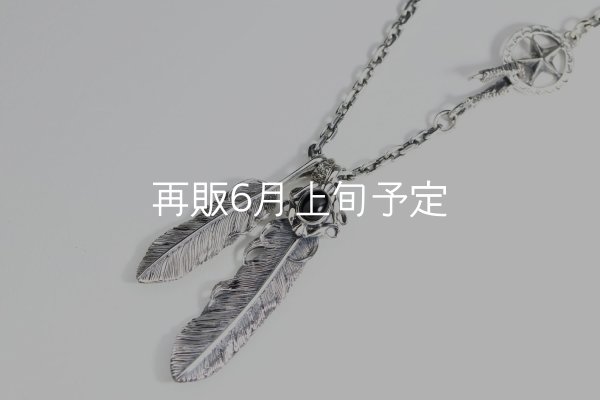 画像1:  Wフェザーネックレス (M1/L2オニキス)   クローフック/スターメディスン 『チェーン50cm』  (1)