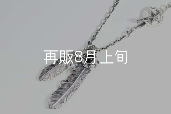 画像1:  Wフェザーネックレス (M1/L2オニキス)   クローフック/スターメディスン 『チェーン50cm』  (1)