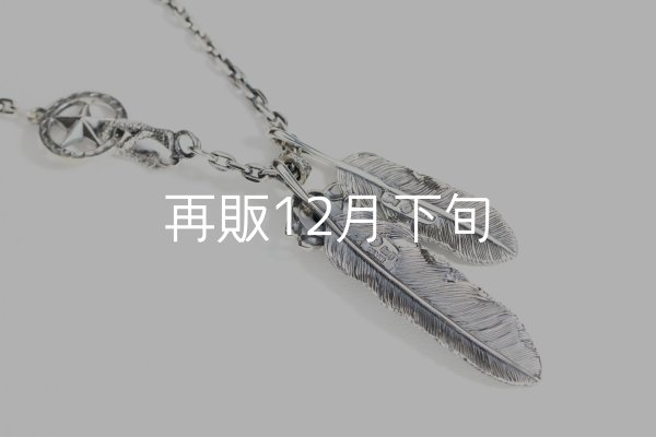 画像4:  Wフェザーネックレス (M1/L2オニキス)   クローフック/スターメディスン 『チェーン50cm』  (4)