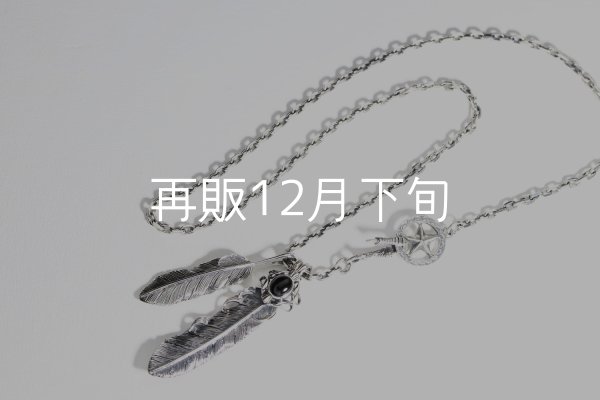 画像7:  Wフェザーネックレス (M1/L2オニキス)   クローフック/スターメディスン 『チェーン50cm』  (7)