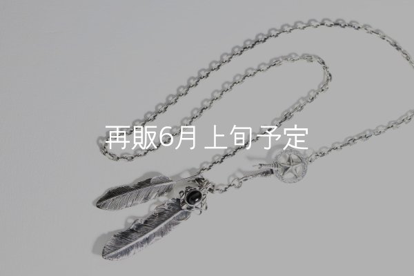 画像7:  Wフェザーネックレス (M1/L2オニキス)   クローフック/スターメディスン 『チェーン50cm』  (7)