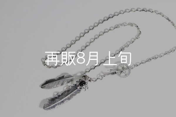 画像7:  Wフェザーネックレス (M1/L2オニキス)   クローフック/スターメディスン 『チェーン50cm』  (7)