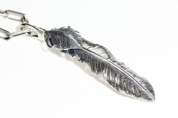 画像3: 千年フェザー(LL2ハートフェザー) ロゴフックペンダント 『チェーン50cm』  (3)