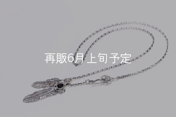 画像1: Wフェザーネックレス (MM1/M2オニキス) 『スターフックチェーン50cm』  (1)