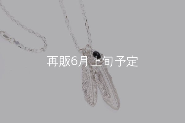 画像2: Wフェザーネックレス (M2/L2オニキス) 『チェーン50cm』  (2)