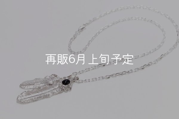 画像1: Wフェザーネックレス (M2/L2オニキス) 『チェーン50cm』  (1)